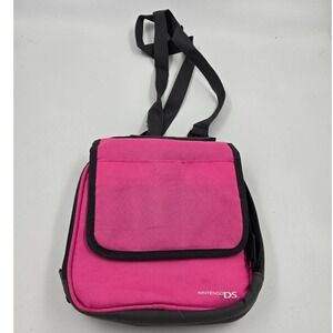 Nintendo DS Carrying Case Pink Canvas Travel Shoulder Bag Game Storage Organizer